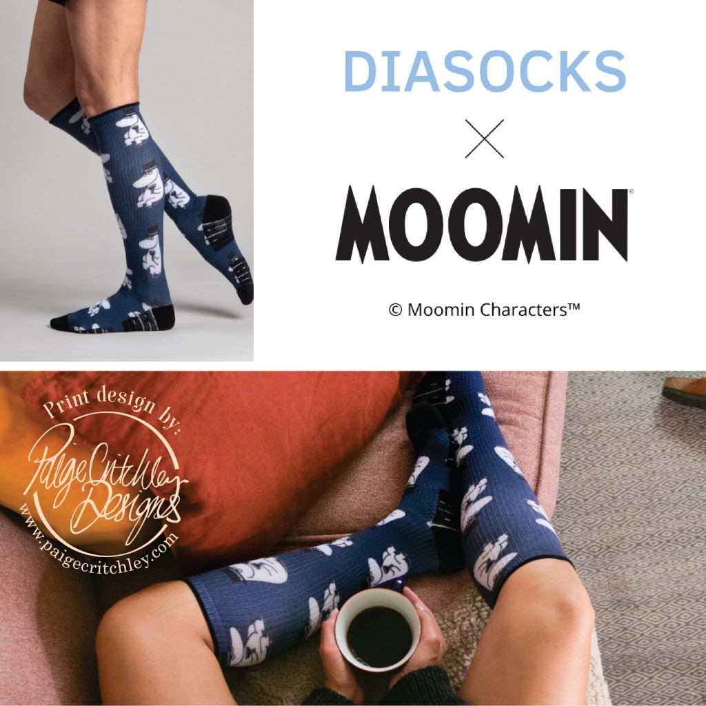 Licensed Moomin characters print designs for Diasocks by paigecritchley.com