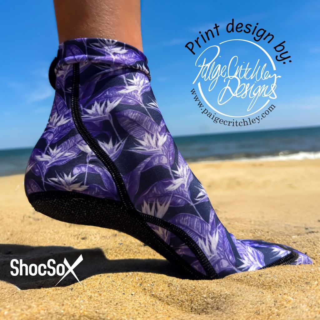 Print design inspired by the bird of paradise plant for ShocSox. Designed by paigecritchley.com