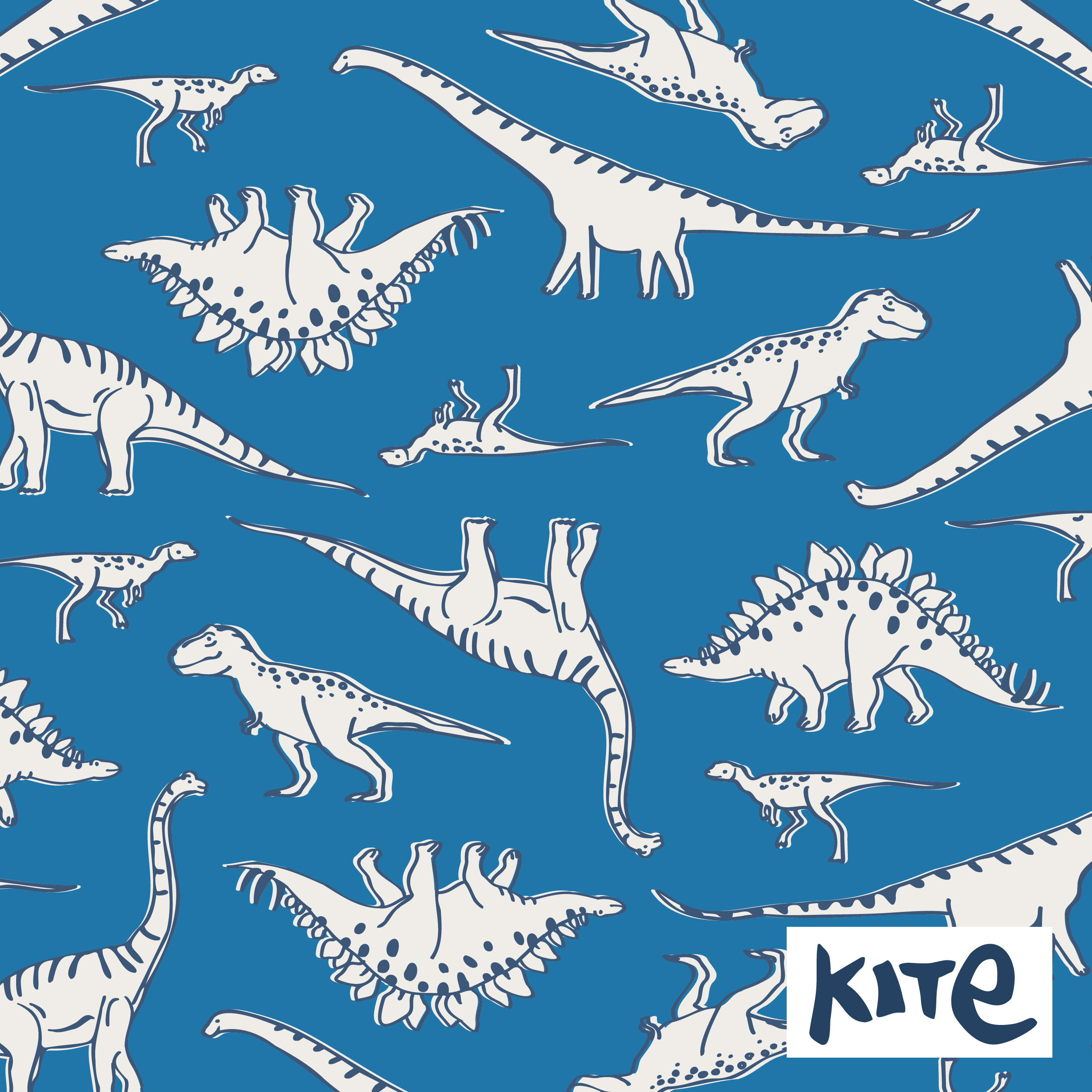 Dinosaurs print design by Paige Critchley for Kite Clothing