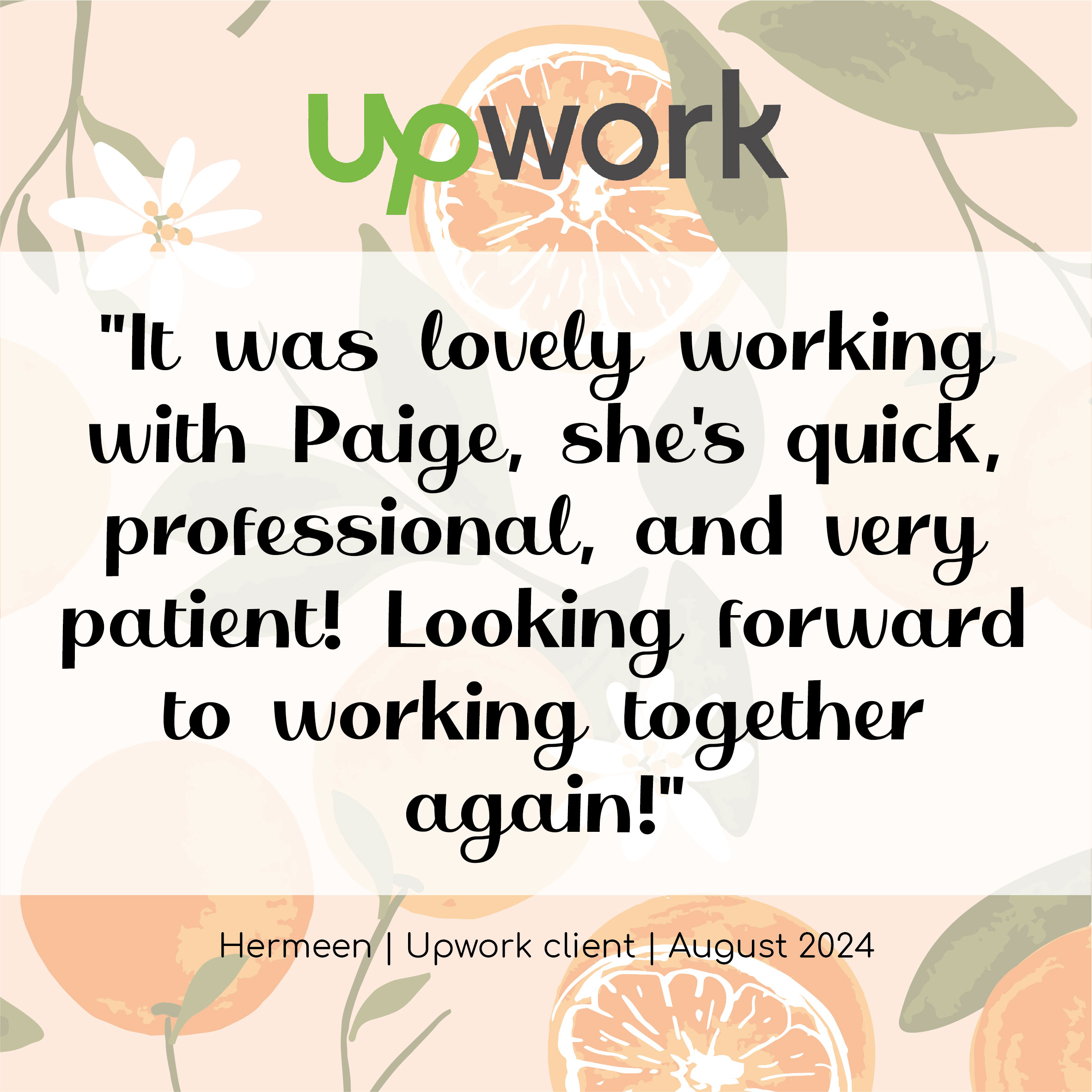 Review from client on Upwork