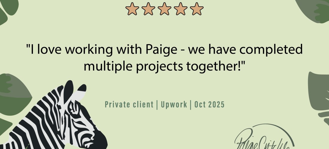 reviews from clients on Upwork. paigecritchley.com