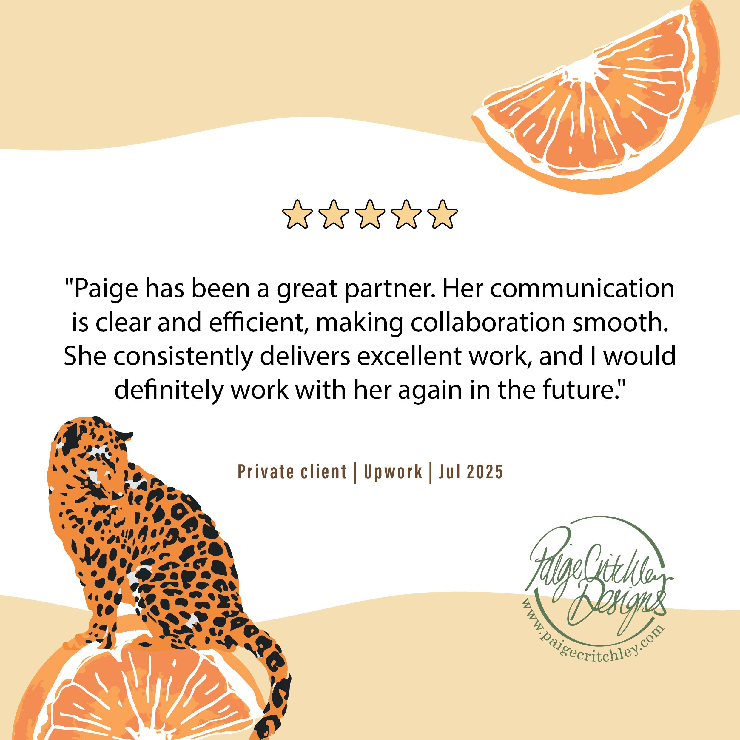 reviews from clients on Upwork. paigecritchley.com