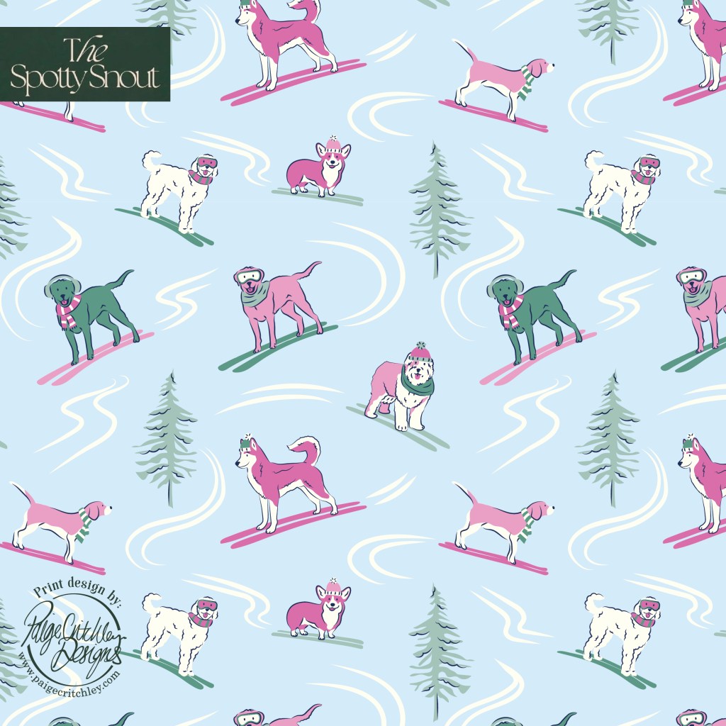 Skiing dogs design for The Spotty Snout. Print design by paigecritchley.com
