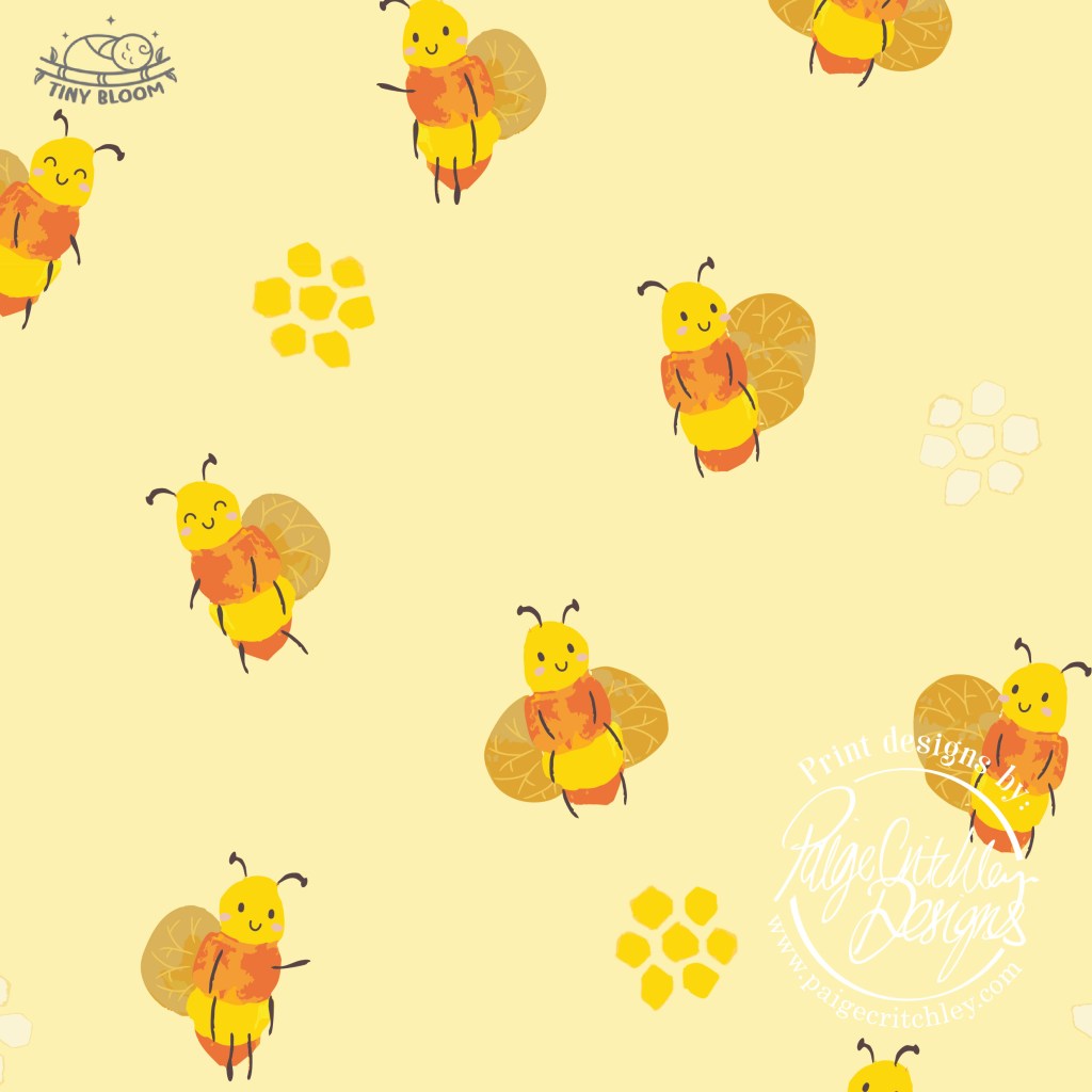 Bees print design for Tiny Bloom paigecritchley.com
