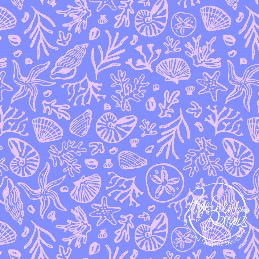 Coral and shells print design - Paige Critchley Designs