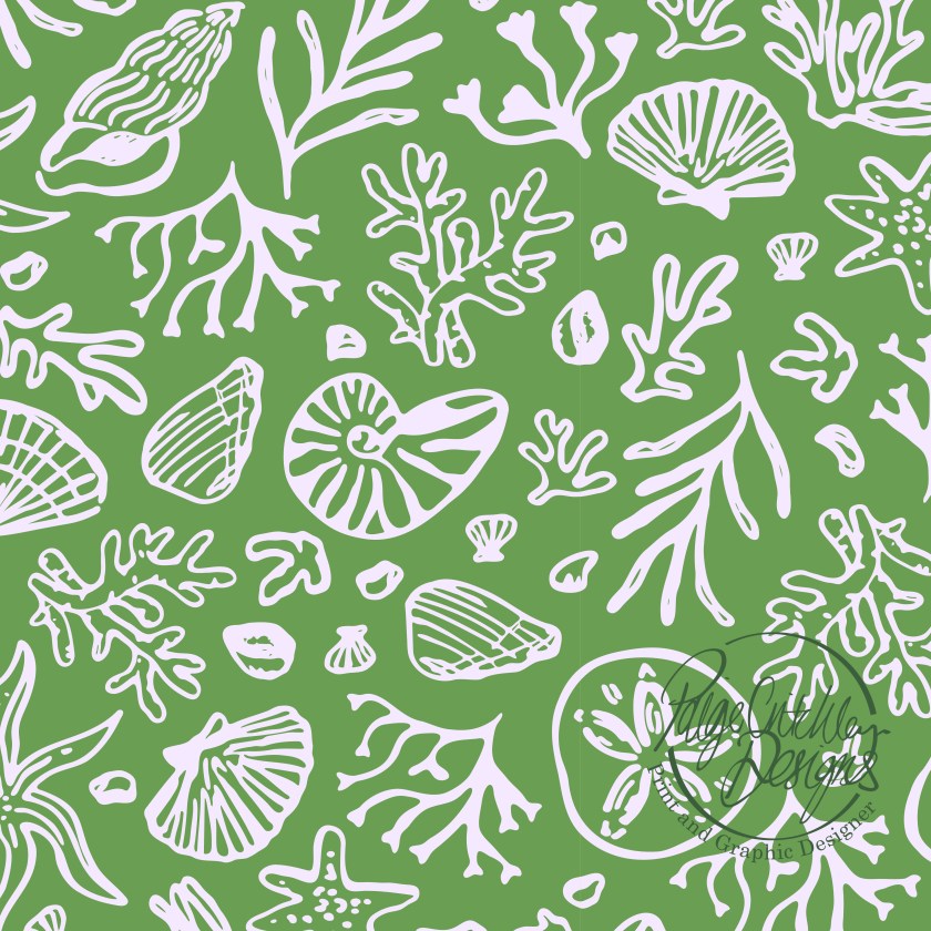 Coral and shells print design - Paige Critchley Designs
