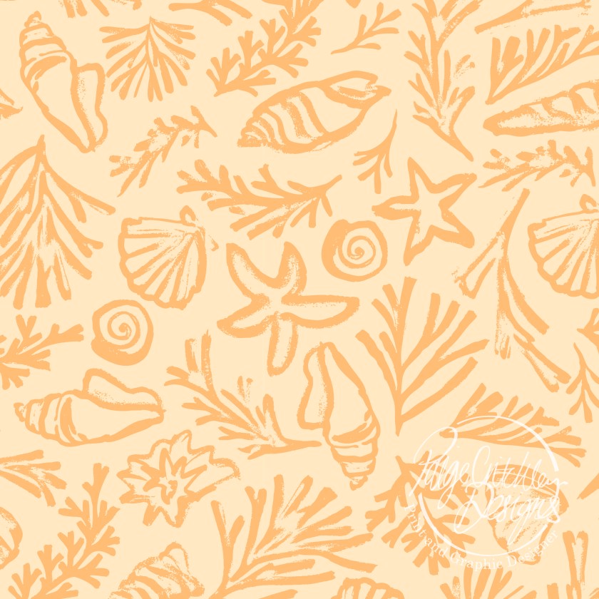 hand painted corals & shells repeatable print design