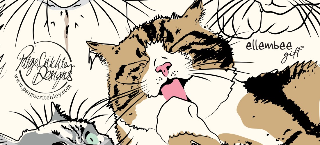 cats tea towel design by paigecritchley.com for Ellembee Gift