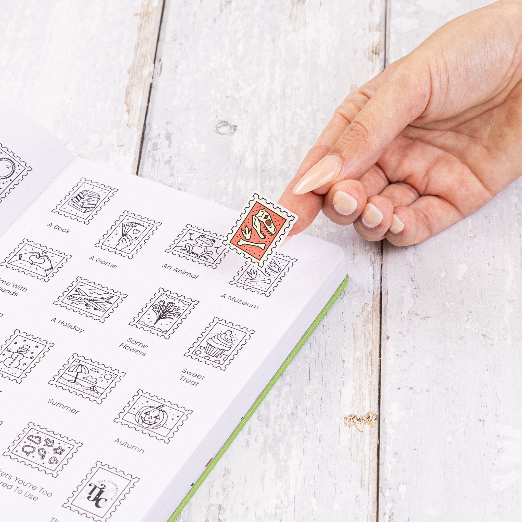 Sticker designs for The Journal Club. Designed by paigecritchley.com