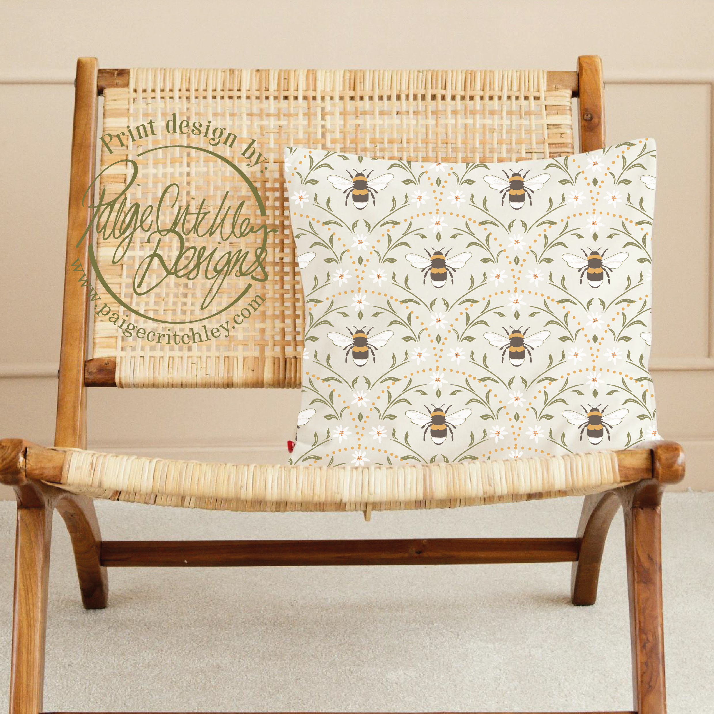 Bees and flowers print design by paigecritchley.com